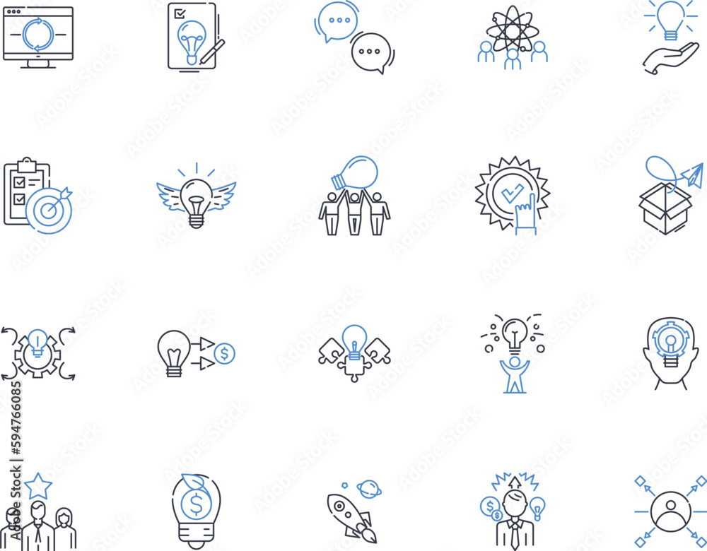 Vision forging line icons collection. Insight, Innovation, Imaginative, Forward-thinking, Foresight, Ambition, Creativity vector and linear illustration. Intuition,Insightfulness,Inspiration outline