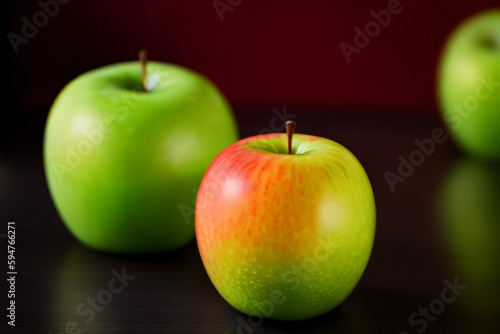 red and green apple