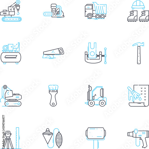 Formation linear icons set. Build, Evolution, Establishment, Design, Framing, Creation, Shape line vector and concept signs. Composition,Configuration,Arrangement outline illustrations