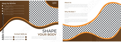 Modern Creative Fitness Gym Bifold 4 Page Brochure Design Template Suitable for Fitness Club Business