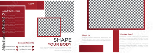 Modern Creative Fitness Gym Bifold 4 Page Brochure Design Template Suitable for Fitness Club Business