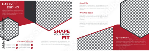 Modern Creative Fitness Gym Bifold 4 Page Brochure Design Template Suitable for Fitness Club Business
