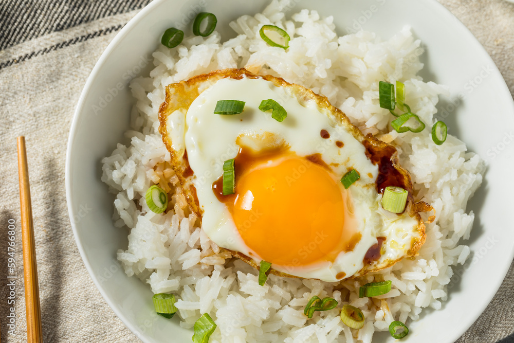 Homemade Asian Fried Egg and Rice Breakfast Homemade Asian Fried Egg and Rice Breakfast