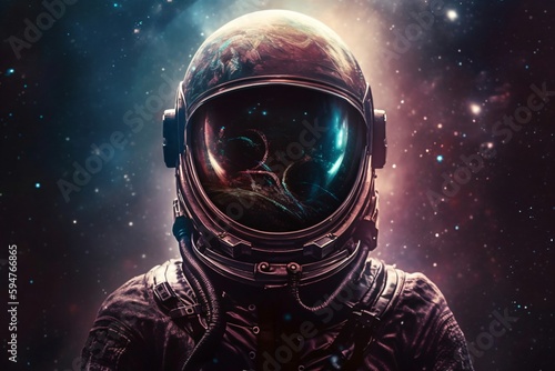 an astronaut with a big helmet is in space created with Generative AI technology
