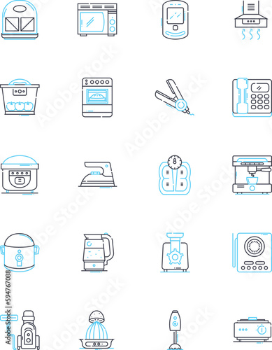 Complements linear icons set. Enhance, Support, Complete, Supplement, Improve, Boost, Aid line vector and concept signs. Fill,Increase,Augment outline illustrations
