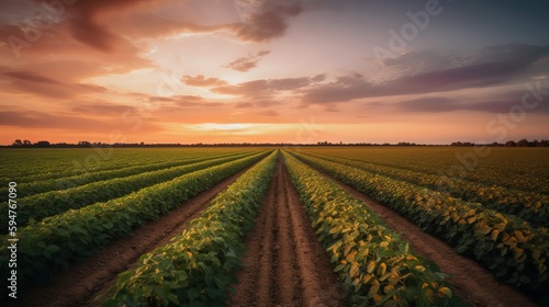 Golden Harvest: Stunning Image of a Soy Field During Sunset
