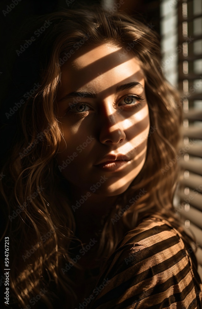 a woman with a dreamy look sits at the window created with Generative AI technology a woman with a dreamy look sits at the window created with Generative AI technology