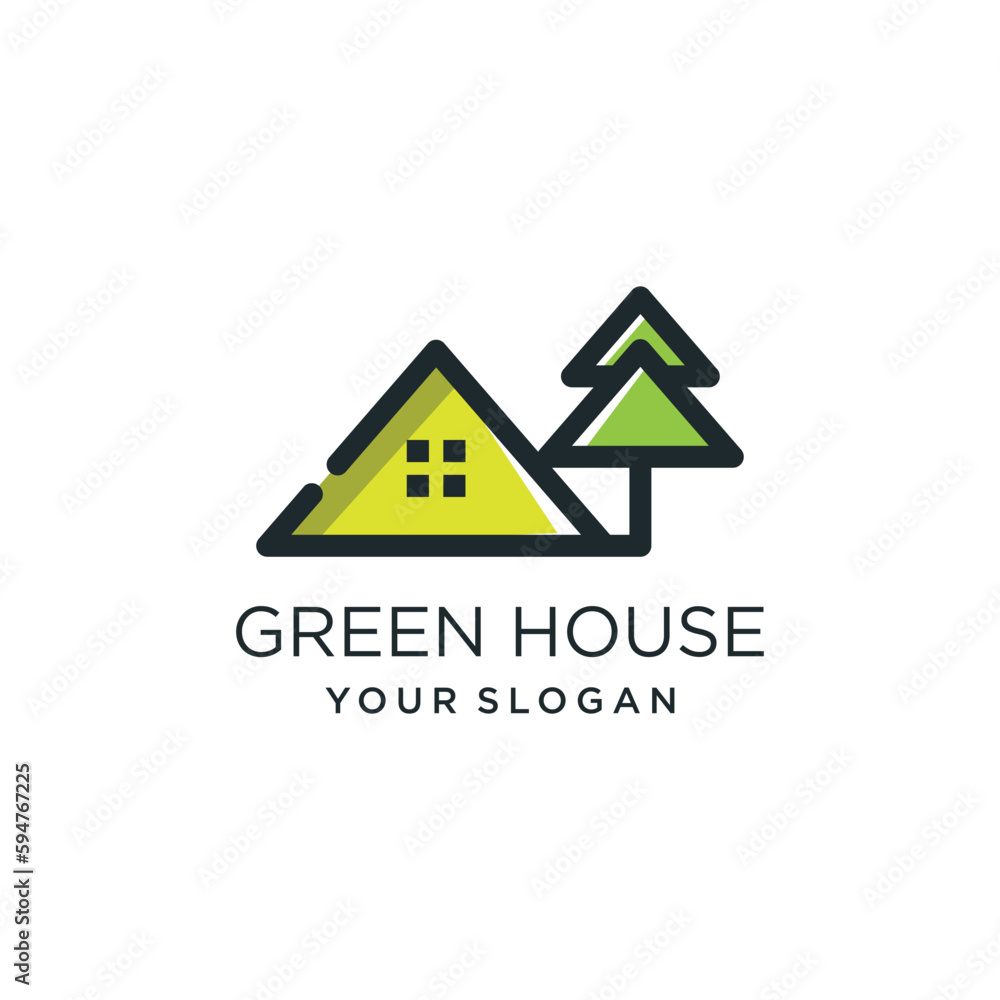 Green house logo design with simple and modern Green house logo design with simple and modern