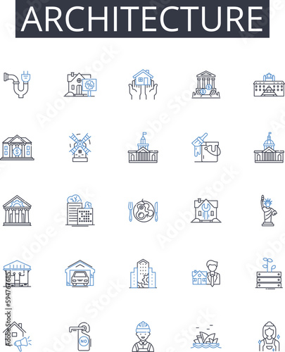 Architecture line icons collection. Mapping, Topography, Geospatial, Remote sensing, Geocoding, Cartography, GIS vector and linear illustration. Location,Coordinates,Geodetics outline signs set
