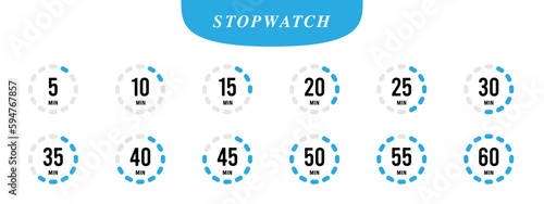 Set of stopwatch timer icon illustration