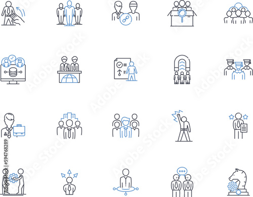 Husbands' occupation line icons collection. Accountant, Architect, Artist, Athlete, Baker, Barber, Builder vector and linear illustration. Carpenter,Chef,Coach outline signs set