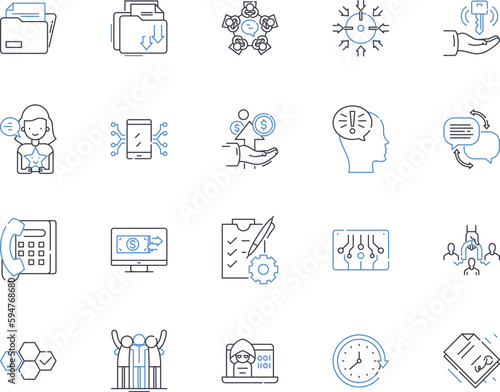 Company alliance line icons collection. Collaboration, Partnership, Integration, Synergy, Collective, Joint, Mutual vector and linear illustration. Alliance,Unity,Coalescence outline signs set photo