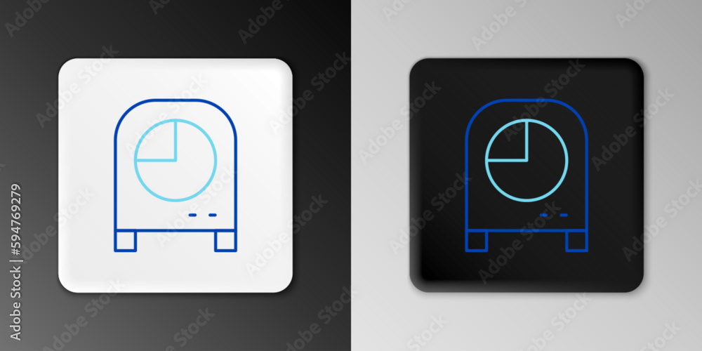 Line Kitchen timer icon isolated on grey background. Cooking utensil. Colorful outline concept. Vector Line Kitchen timer icon isolated on grey background. Cooking utensil. Colorful outline concept. Vector
