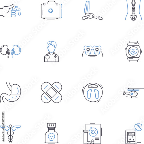 Prostate exam line icons collection. Screening, Diagnosis, Checkup, Digital, Rectal, Health, Cancer vector and linear illustration. Screening test,Urology,Physical outline signs set