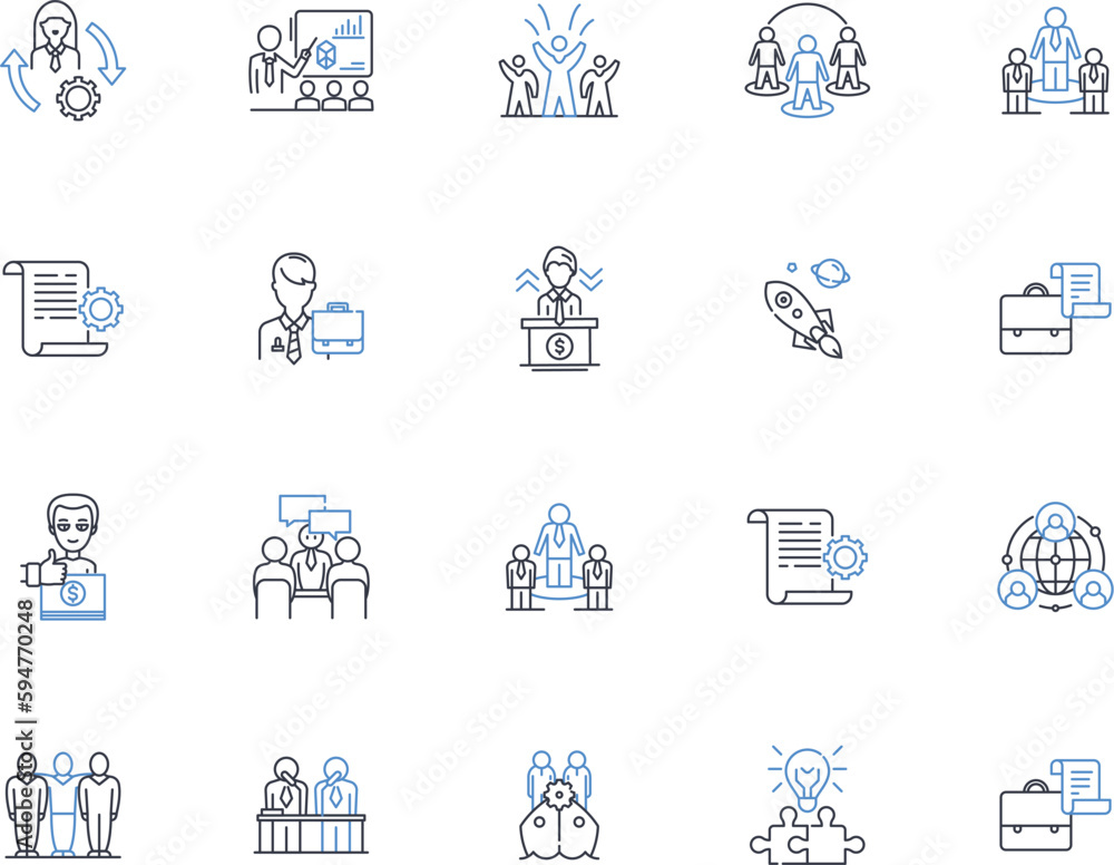 Political arena line icons collection. Power, Leadership, Diplomacy, Corruption, Democracy, Equality, Ideology vector and linear illustration. Activism,Lobbying,Governance outline signs set