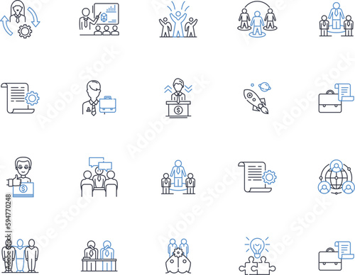 Political arena line icons collection. Power, Leadership, Diplomacy, Corruption, Democracy, Equality, Ideology vector and linear illustration. Activism,Lobbying,Governance outline signs set