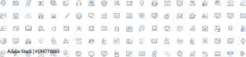 Business process line icons collection. Efficiency, Streamlining, Automation, Optimization, Workflow, Integration, Consolidation vector and linear illustration. Standardization,Innovation