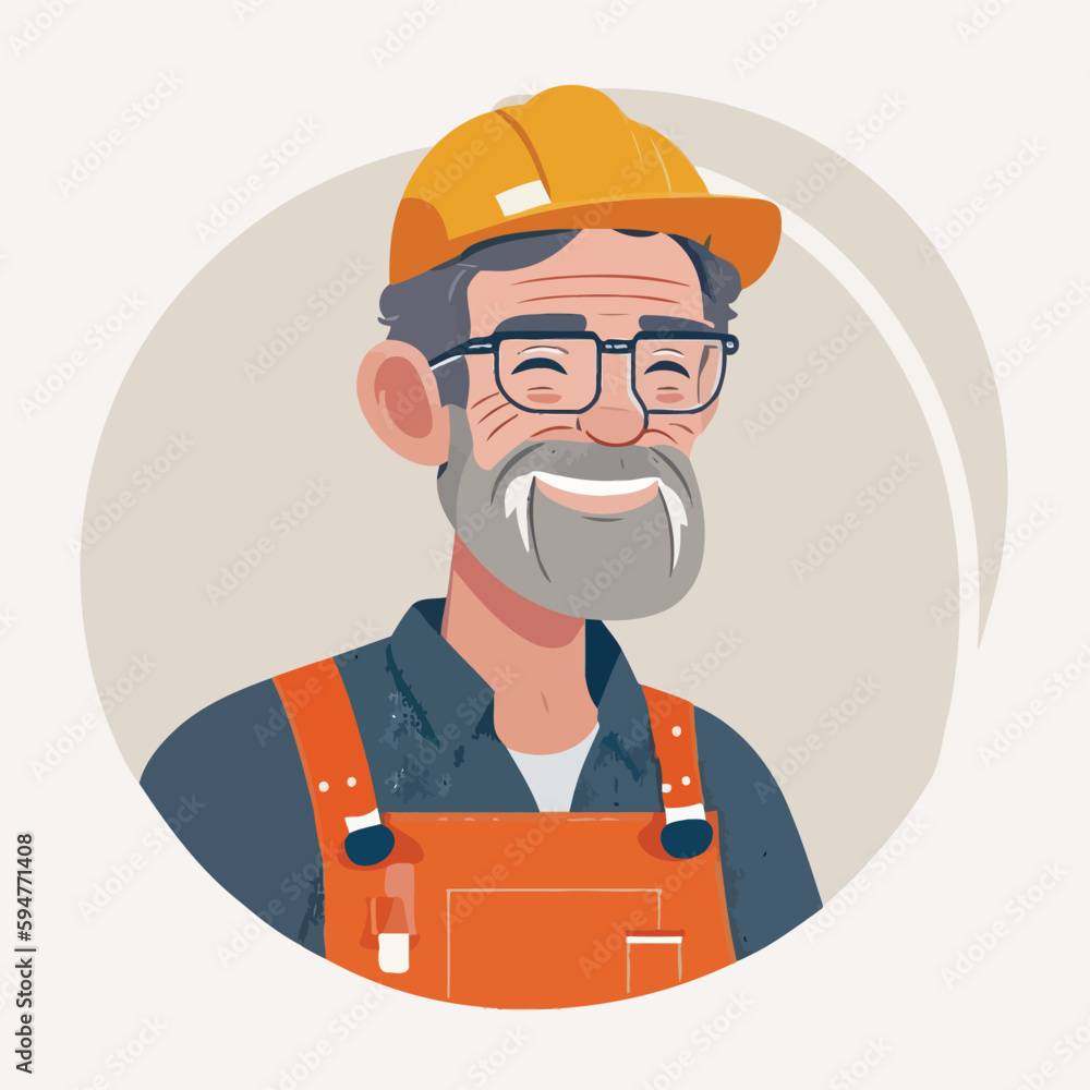 Vector working man smiling cartoon labor