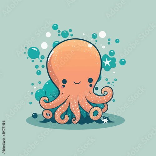 Vector cute octopus cartoon mascot