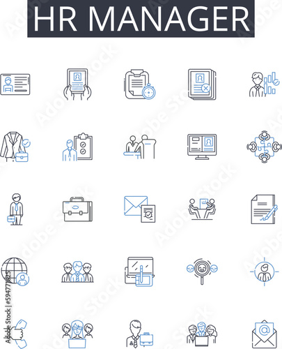 Hr manager line icons collection. Relax, Serenity, Calm, Tranquility, Ease, Peace, Mellow vector and linear illustration. Chill,Comfort,Cozy outline signs set