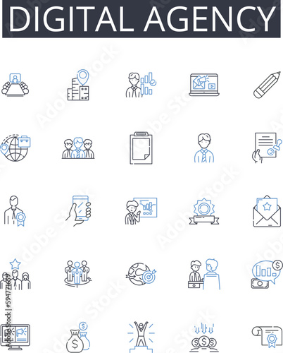 Digital Agency line icons collection. determination, aspirations, goals, desire, drive, motivation, perseverance vector and linear illustration. purpose,vision,dreams outline signs set