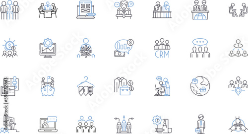 Authorities Management line icons collection. Leadership, Responsibility, Command, Direction, Governance, Supervision, Stewardship vector and linear illustration. Influence,Regulation,Oversight