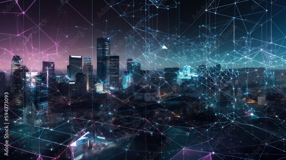 backgrounds show dynamic, geometric cityscapes inspired by the world of decentralized finance. buildings and streets are composed of polygons and fractals that dominate the skyline. generative AI backgrounds show dynamic, geometric cityscapes inspired by the world of decentralized finance. buildings and streets are composed of polygons and fractals that dominate the skyline. generative AI