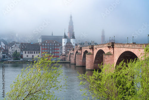 Heidelberg Old Bridge in spring, Baden-Wuerttemberg, Germany