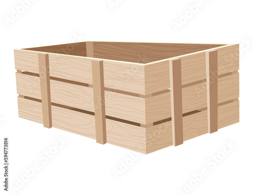 Wooden box. Retail, logistics, delivery, storage concept. Delivery container, empty parcel or shipping crates isolated vector illustration. Cargo distribution pack for food or products © the8monkey