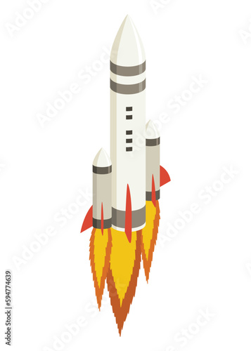 Space element isometric. Spaceship, space exploration image. Creative element, color web icon for infographic. Isolated vector illustration