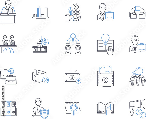 Tax optimization line icons collection. Deductions, Credits, Exemptions, Allowances, Depreciation, Losses, Minimization vector and linear illustration. Planning,Strategies,Returns outline signs set