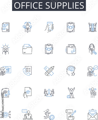 Office supplies line icons collection. Millennials, Gen Z, Baby Boomers, Teens, Parents, Business owners, Students vector and linear illustration. Athletes,Gamers,Techies outline signs set
