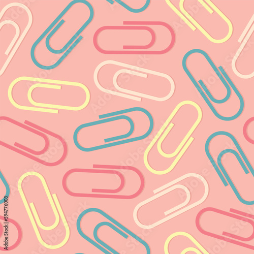 colorful paper clips seamless pattern- vector illustration