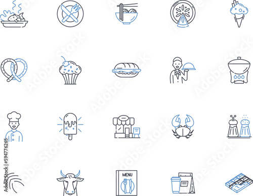 Savoring line icons collection. Enjoyment, Appreciation, Delight, Indulgence, Pleasure, Relish, Taste vector and linear illustration. Gratification,Bliss,Ecstasy outline signs set