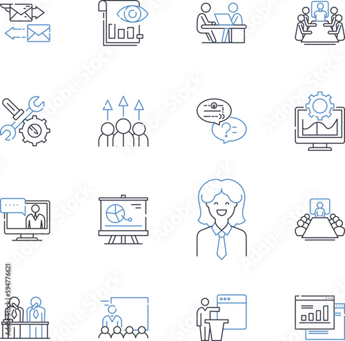 School faculty line icons collection. Professors, Teachers, Educators, Mentors, Instructors, Administrators, Counselors vector and linear illustration. Coaches,Advisors,Scholars outline signs set