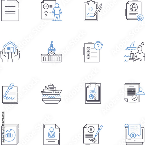Deductible line icons collection. Threshold, Allowance, Cap, Limitation, Reduction, Excess, Amount vector and linear illustration. Franchise,Cost,Coverage outline signs set