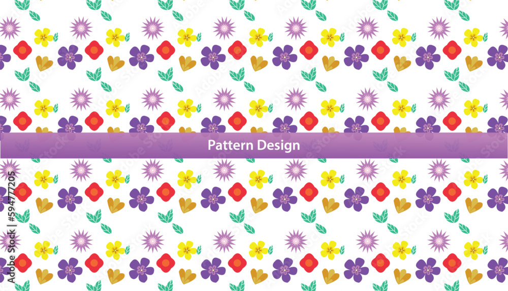 Seamless pattern design with colorful small flower and leaf on background . Vector illustration . Seamless pattern design with colorful small flower and leaf on background . Vector illustration .