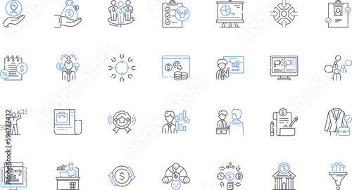 Investment options line icons collection. Stocks, Bonds, Mutual Funds, Exchange-Traded Funds ETFs, Real Estate, Commodities, Cryptocurrency vector and linear illustration. Options,Futures,Forex