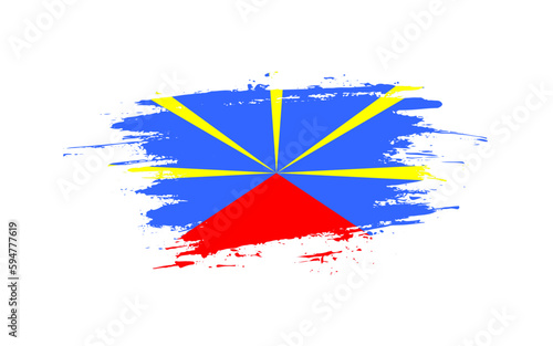 Creative hand-drawn brush stroke flag of REUNION country vector illustration