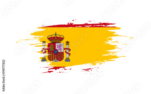 Creative hand-drawn brush stroke flag of SPAIN country vector illustration