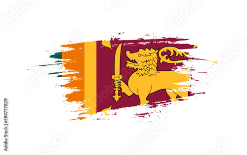 Creative hand-drawn brush stroke flag of SRI LANKA country vector illustration