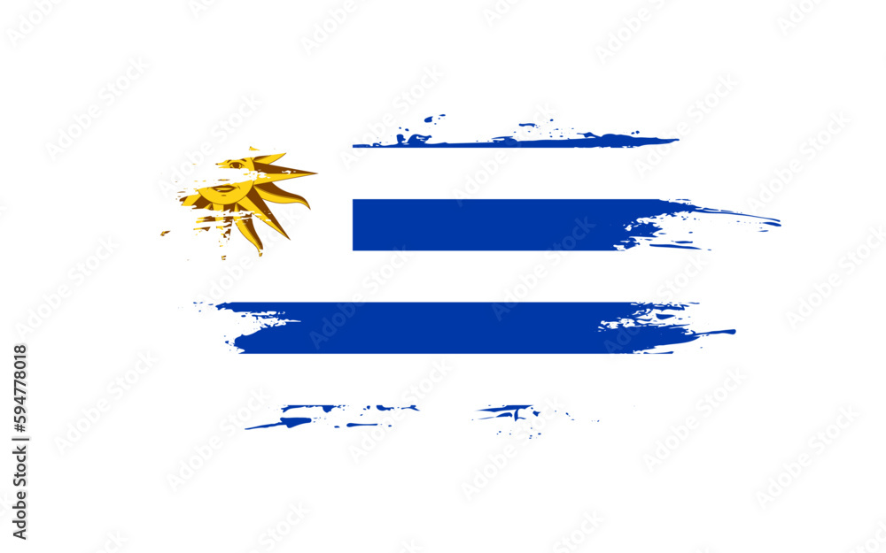 Obraz premium Creative hand-drawn brush stroke flag of URUGUAY country vector illustration