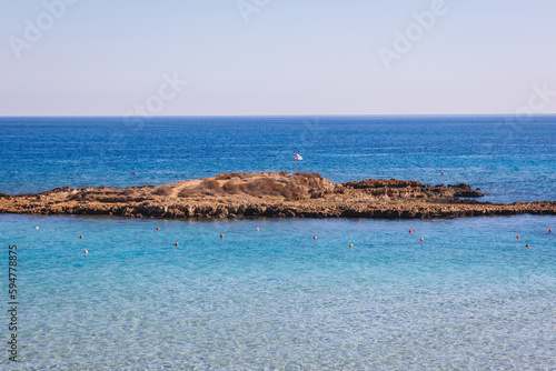 Small islet in Fig Tree Bay, Protaras tourist resort in Paralimni Municipality, Cyprus