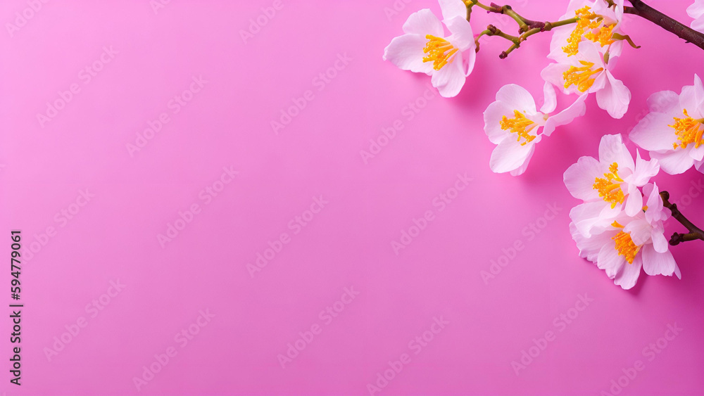Abstract background of macro cherry blossom tree branch on pink background, copy space, birthday, mother's day, valentines day, wedding Abstract background of macro cherry blossom tree branch on pink background, copy space, birthday, mother's day, valentines day, wedding