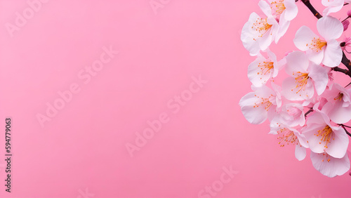 Abstract background of macro cherry blossom tree branch on pink background  copy space  birthday  mother s day  valentines day  wedding