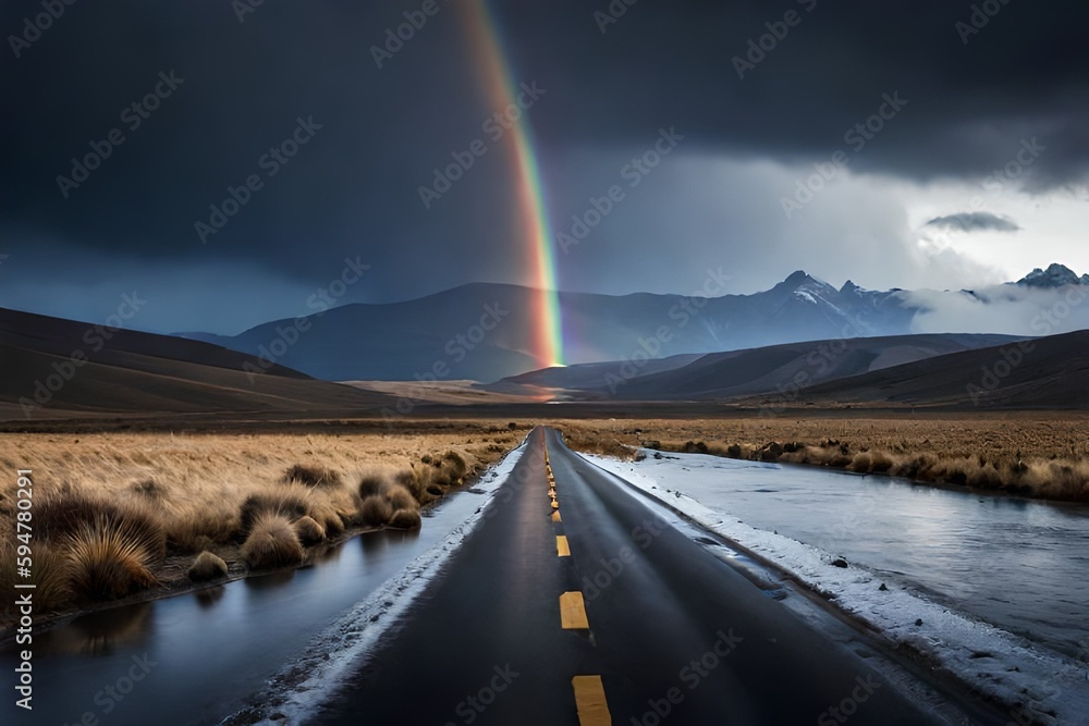 rainbow over the highway