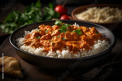 Chicken Madras, White Rice, Indian cuisine