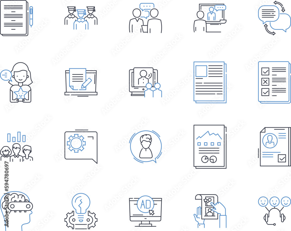Daily reporting line icons collection. Progress, Updates, Consolidation, Insights, Communication, Follow-up, Feedback vector and linear illustration. Accountability,Tracking,Efficiency outline signs