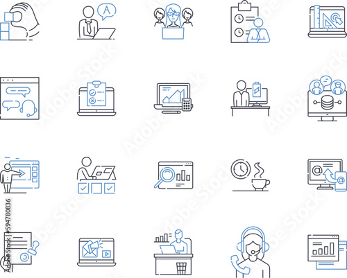 Collaboration and teamwork line icons collection. Synergy, Unity, Partnership, Cooperation, Coordination, Communication, Trust vector and linear illustration. Support,Bonding,Alliance outline signs