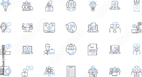 Ethical leadership line icons collection. Integrity, Responsibility, Accountability, Transparency, Respect, Courage, Humility vector and linear illustration. Empathy,Trust,Empowerment outline signs